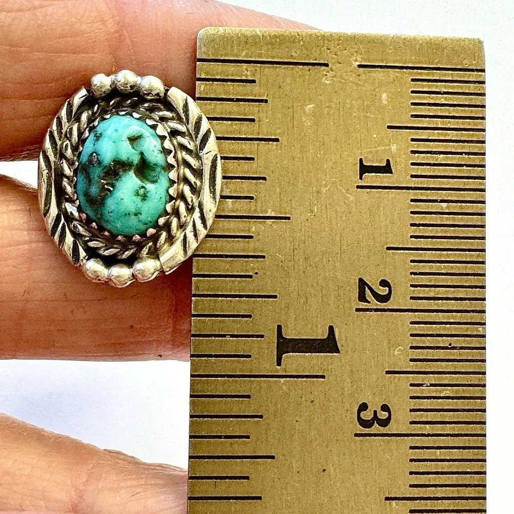 Navajo Nugget  Turquoise Ring Sz 7 Sterling F Martinez Native American